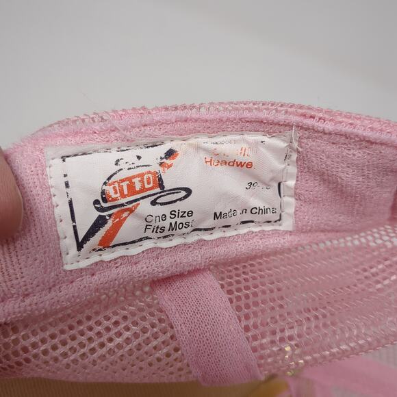 J&R Meat Processing Snapback Rope Trucker Hat Pink One Size Mesh Back - Picture 9 of 9